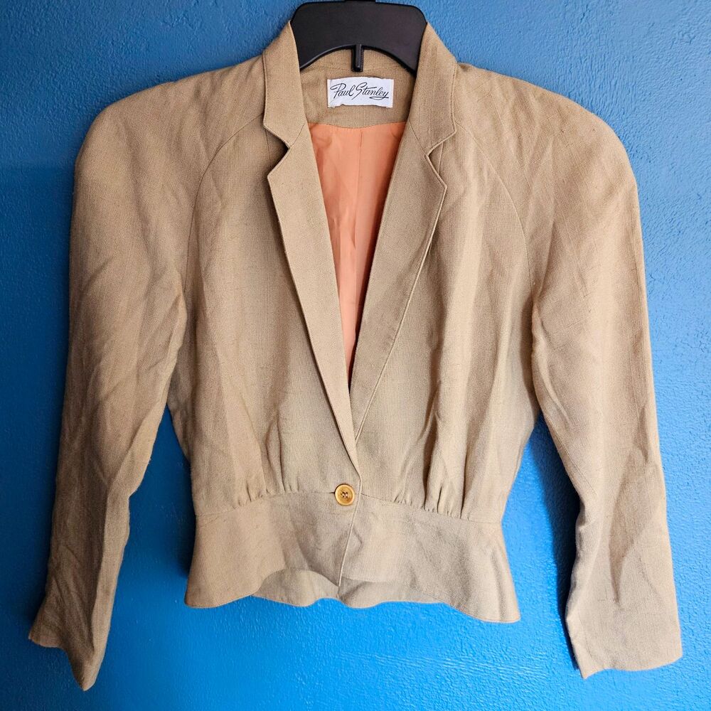VTG 80s Paul Stanley Blazer Womens Cropped Jacket Office Siren Quiet Luxury